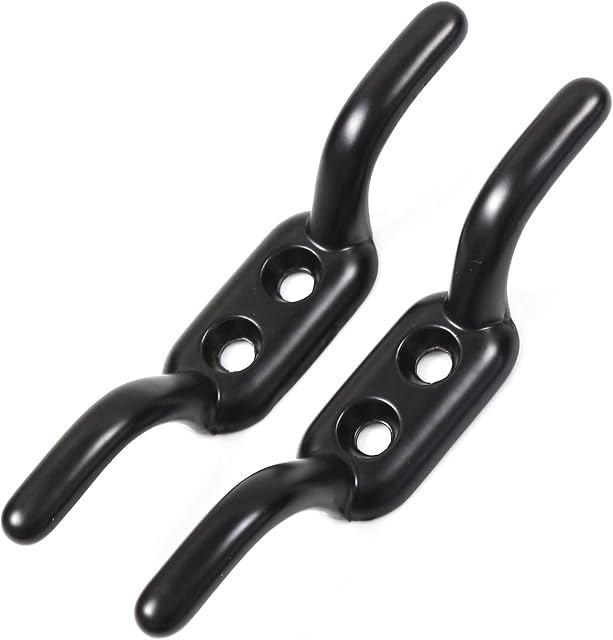 2X Heavy Duty 110mm Cleat Hooks - Metal Rope Tiebacks Pulley/Washing Line Cord