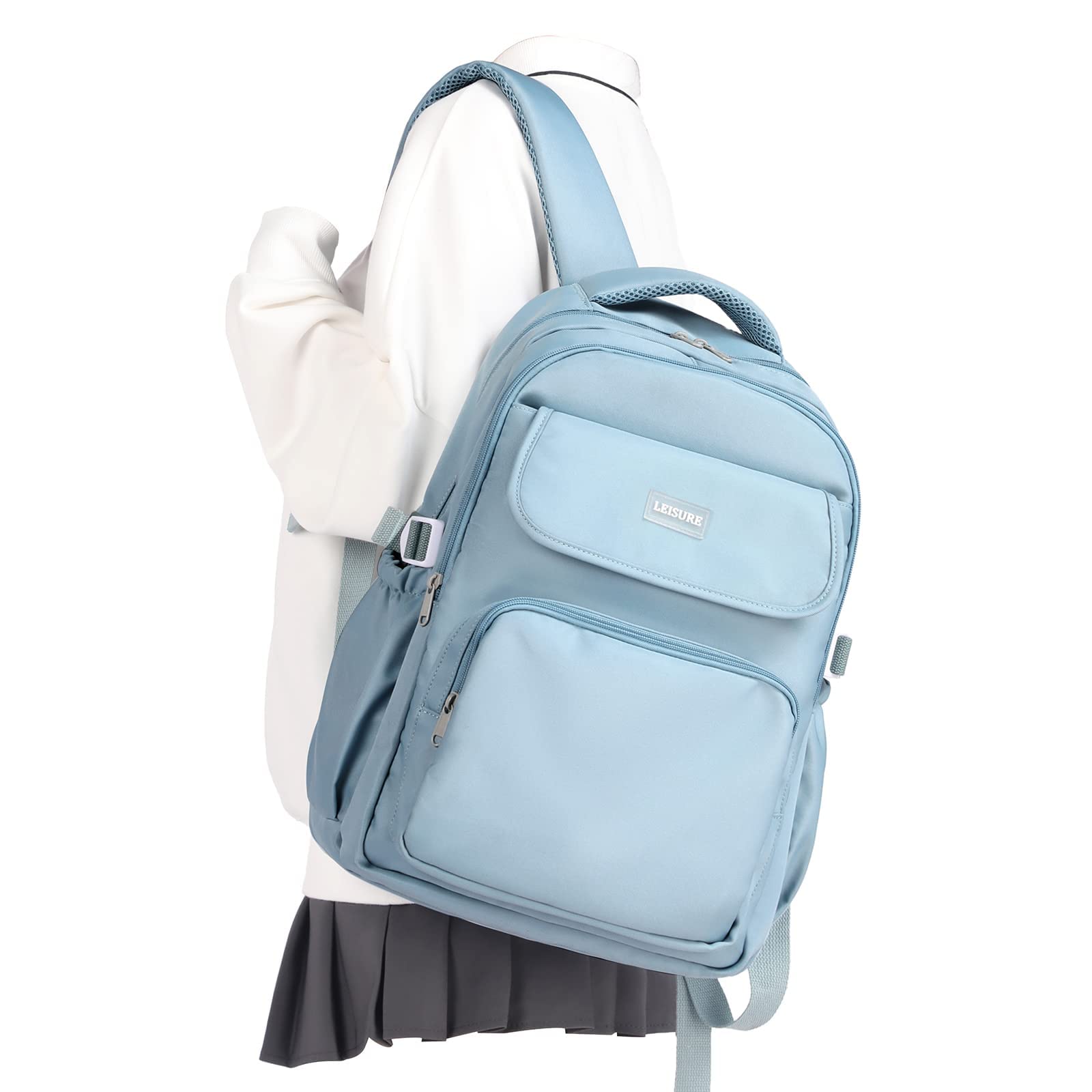 WEPOET Lightweighr College School Backpacks For Women,Classic Middle Student Bookbag For Teens Girls,Waterproof Middle School Bag Boys(Blue)