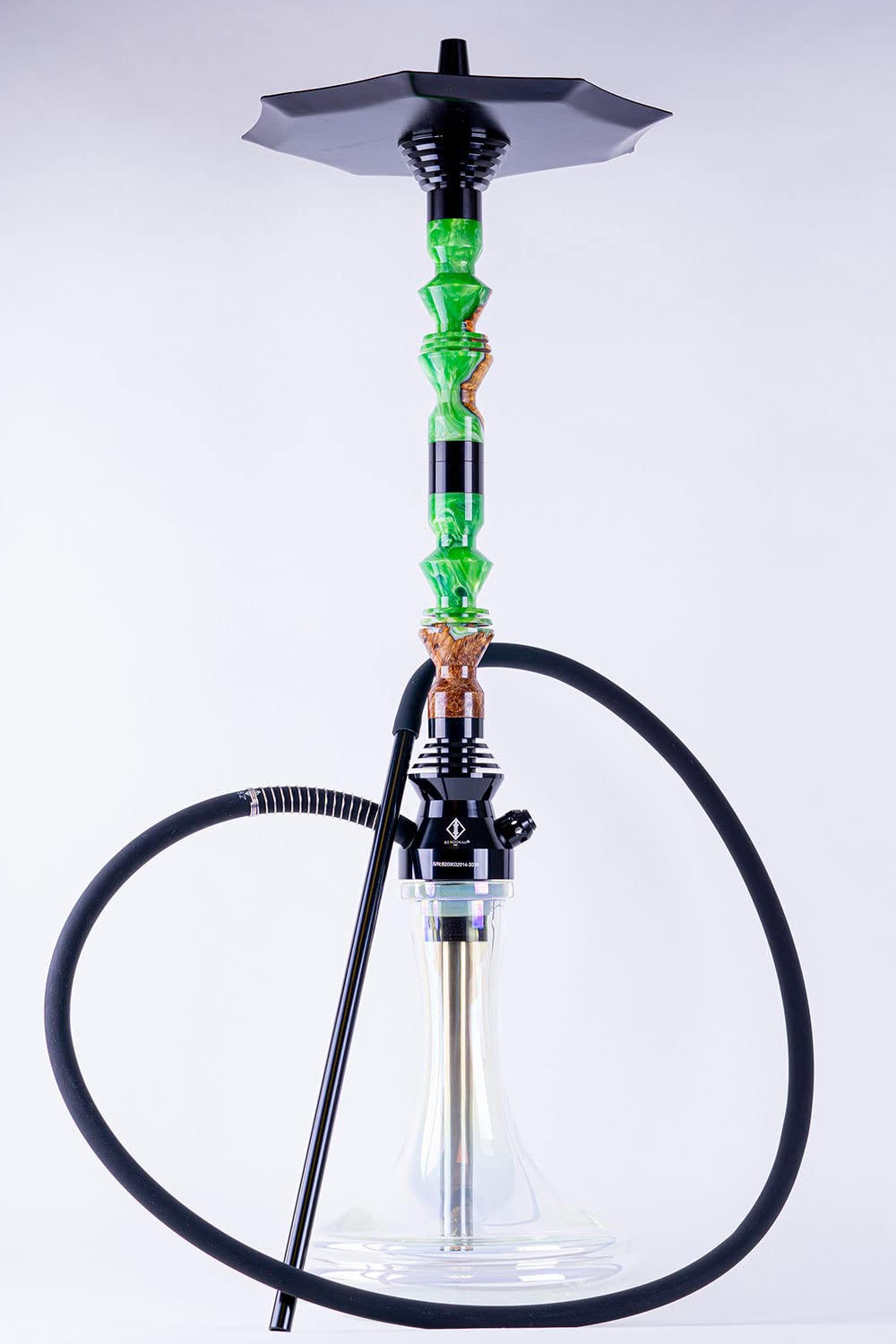B2 Hookah Precious Cut Collection Double Jelly Rancher Green Burl Wood