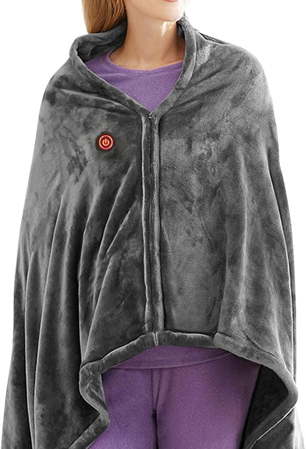 FLIPXEN Electric Blankets USB Portable Heated Blanket Shawl Adjustable 3 Temp Levels Soft Plush Auto Shut Off Wearable Heating Pad with Zip for Back Pain Relief 59 x 33 Inch., Multicolour-picture-56