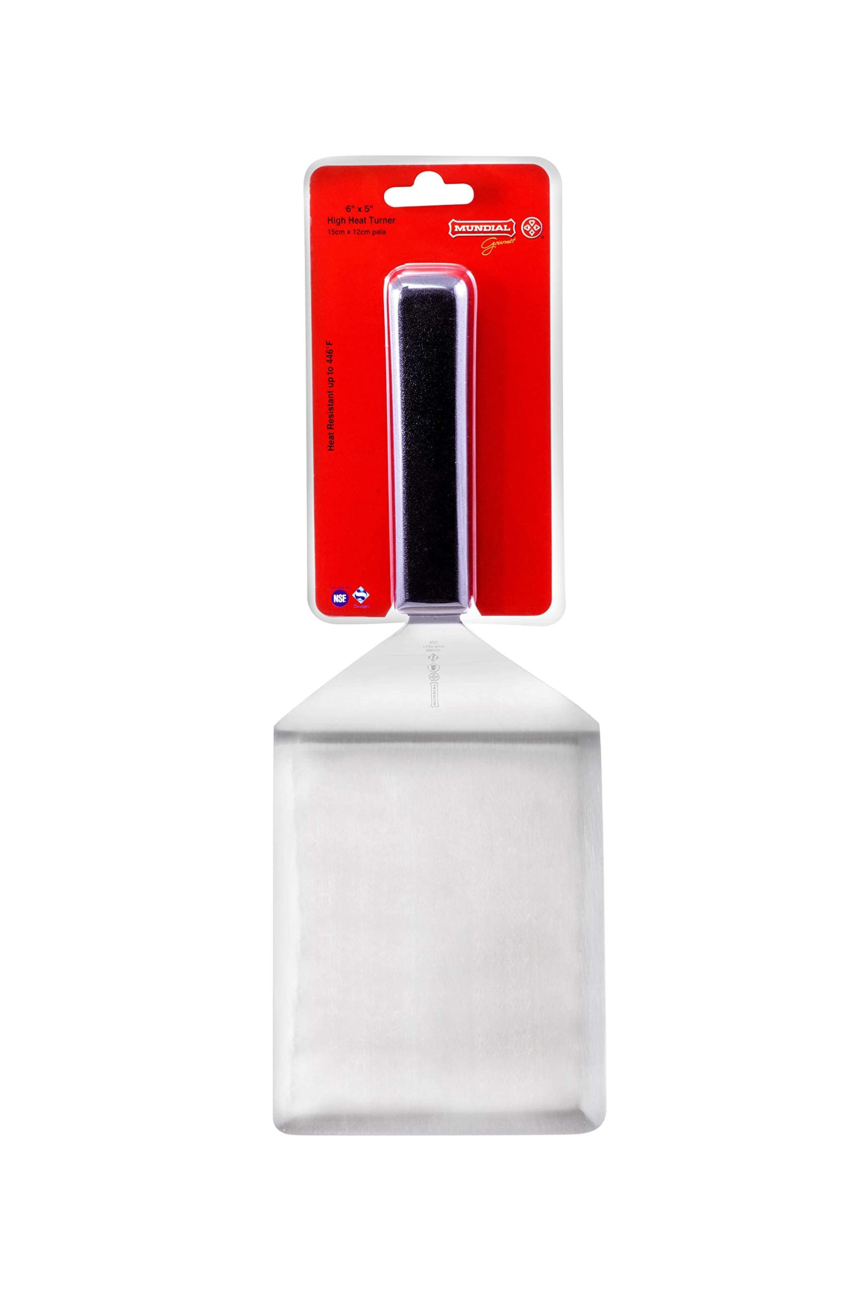 Mundial 5698HH Hamburger Pfannenwender/Pfannenwender, hitzebeständig, 15,2 cm, 12,7 cm, schwarzer Griff