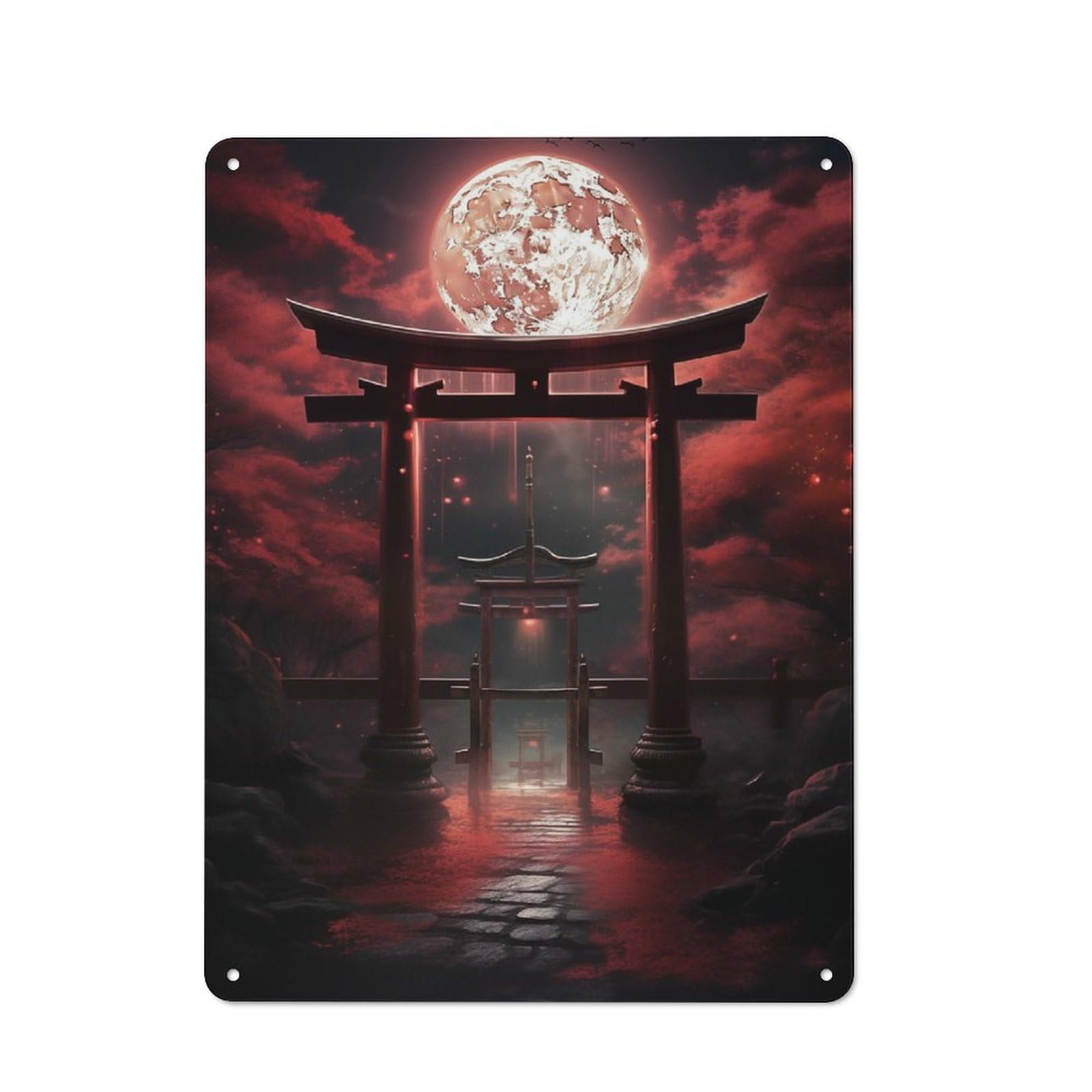 Junmoney Japanese Fantasy Gate Tin Wall Plaque 40X30cm With For Café Or Restaurant, Suited To Restaurant Decor Fans