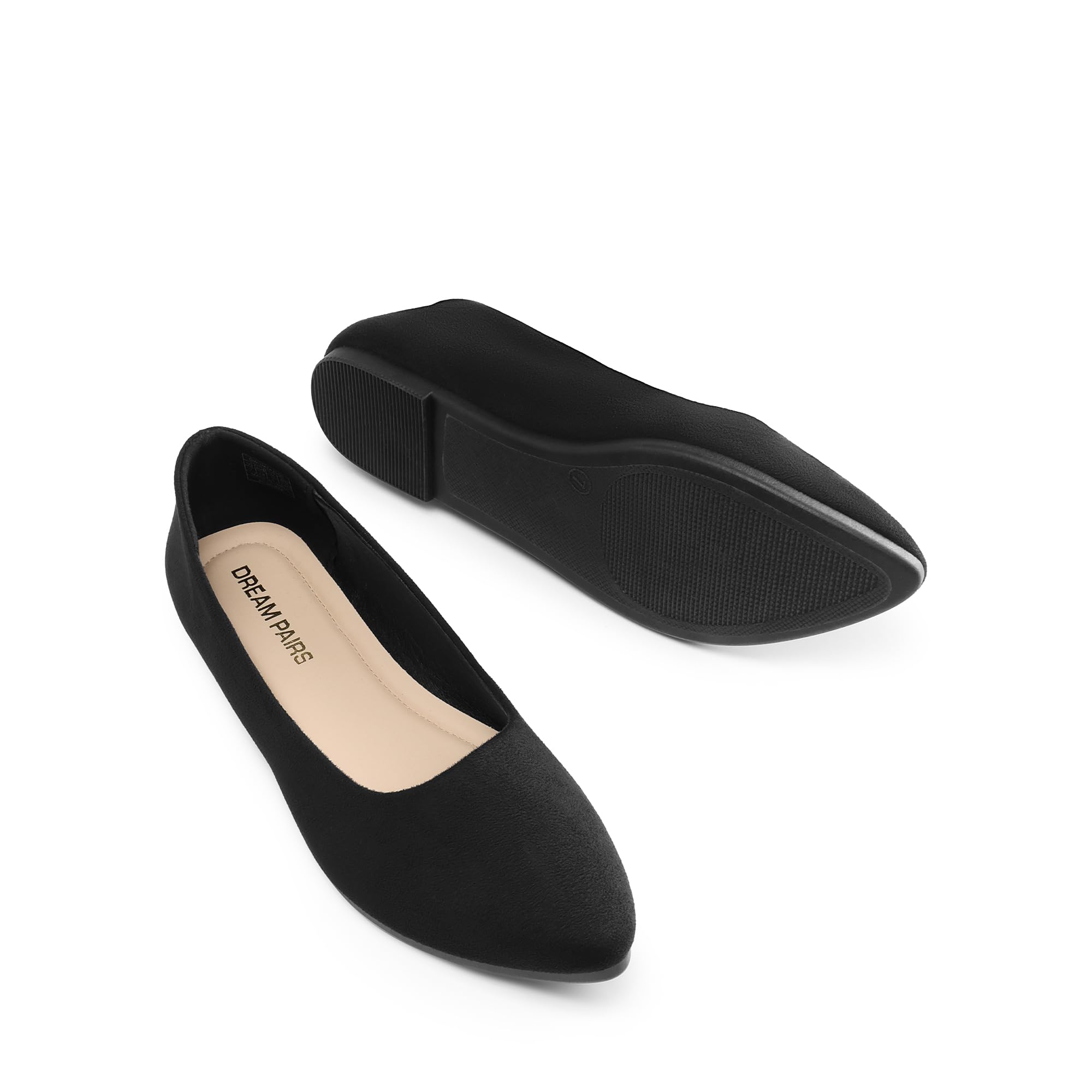 DREAM PAIRS Ballerines Femme Confortables à Bout Pointu en Suédine, Chaussures Plates à Enfiler pour Travail, Bureau ou Sorties