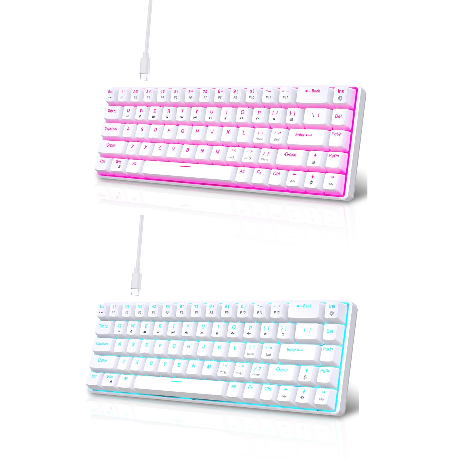 68Keys Tastiera Meccanica Double Shot Iniezioni con Opzione Backlits per PC Gamers USB C Piccola Tastiera da Gioco