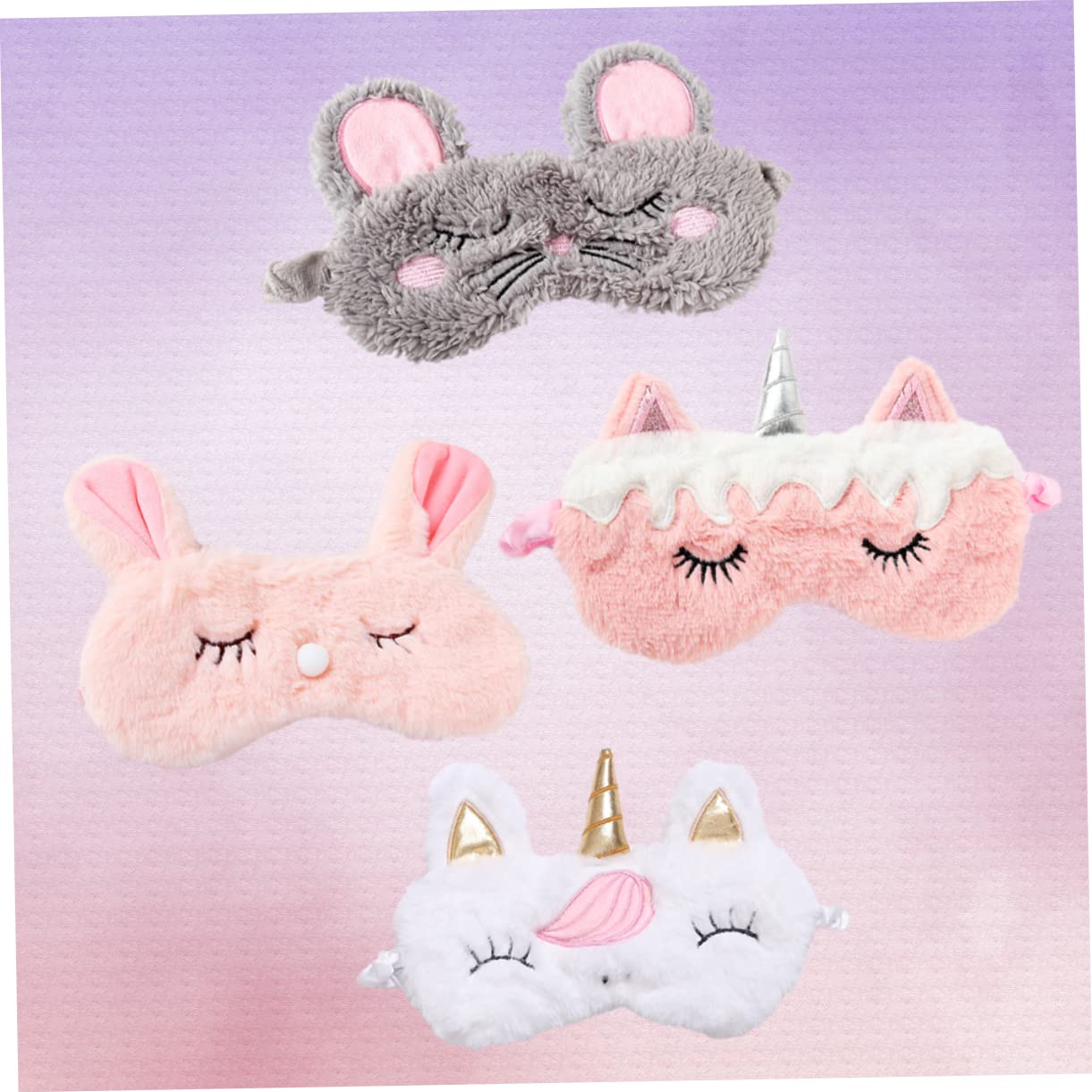 Healifty 12pièces Masque De Sommeil Peluche Design Mignon De Lapin Et Licorne Masque Occultant Pour Voyages Siestes