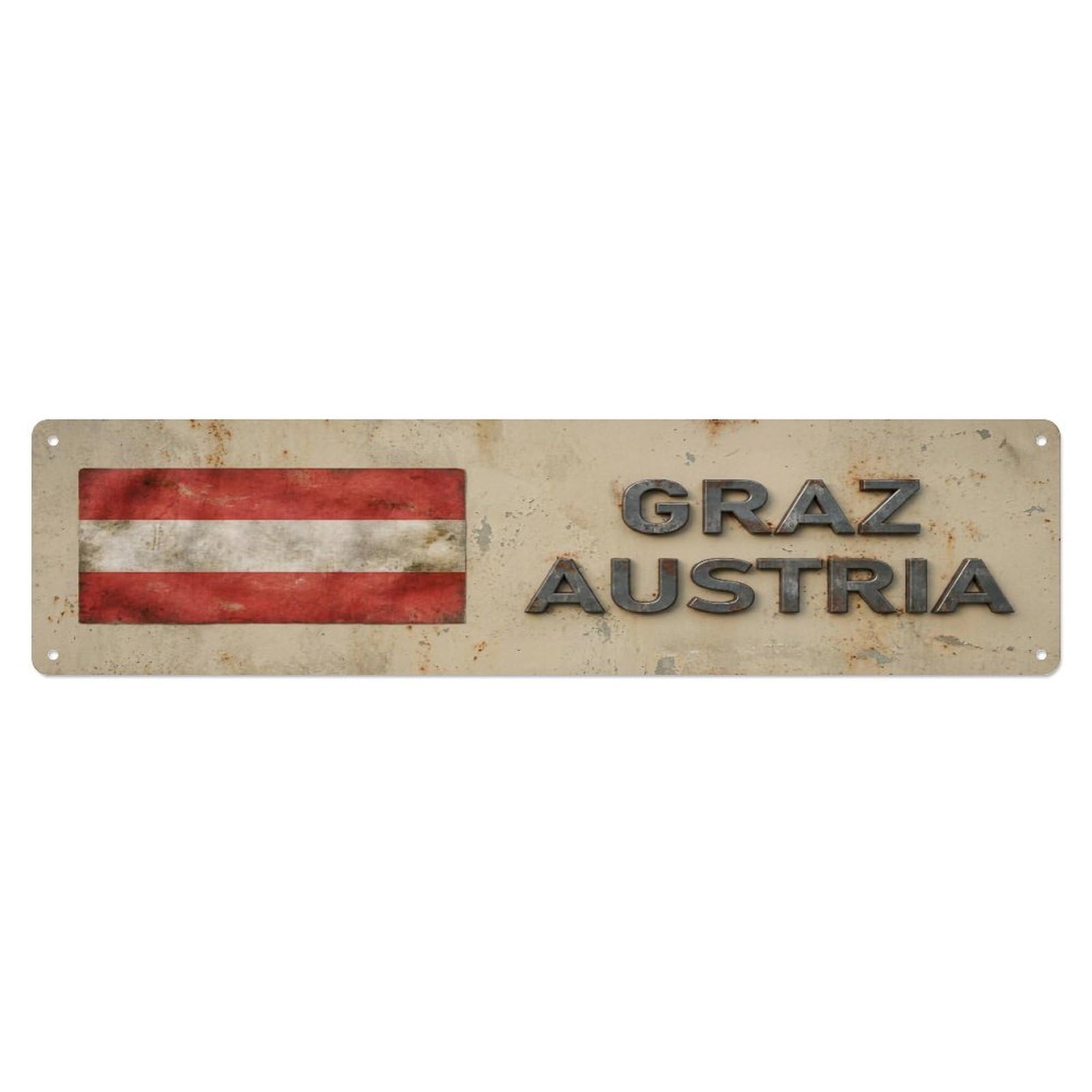 Metal Tin Sign Vintage Graz Austria Flag Decor Rustic Travel