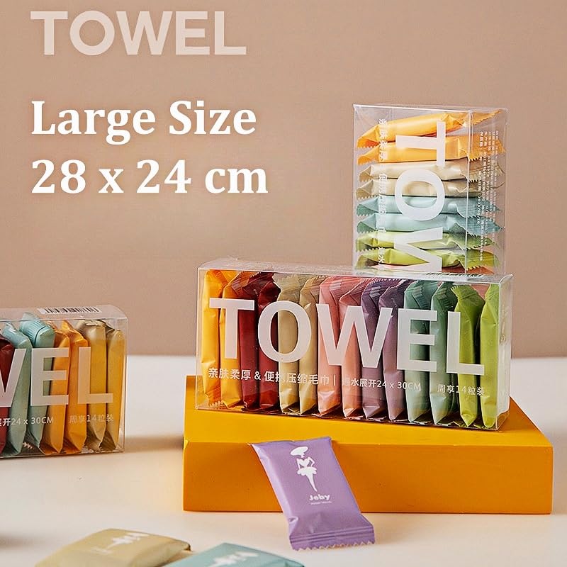 flintronic Compressed Towel, 70PCS Portable Face Towel, Disposable Mini Cotton Tissue for Travel Beauty Salon, Camping - Image 2