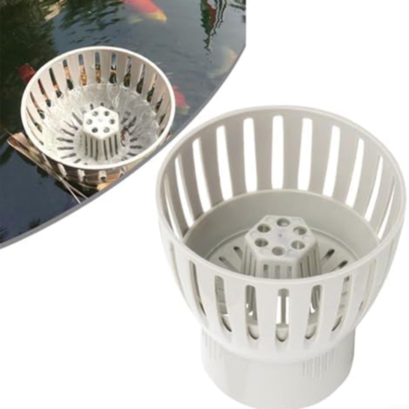 Écumoire de vidange de bassin Koi avec hauteur réglable, collecteur de débris en ABS pour un contrôle efficace de l'eau et pour un entretien facile, blanc (50 mm-110 mm) (110T)