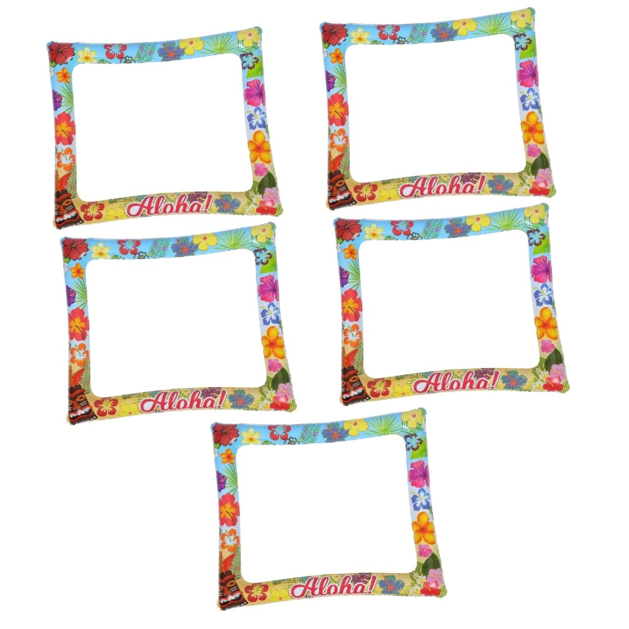 5 Stück Aufblasbarer Fotorahmen für Sommerpartys Hawaii Design Zubehör für Fotoautomaten Leicht und Langlebig Perfektes Party Accessoire für Unvergessliche