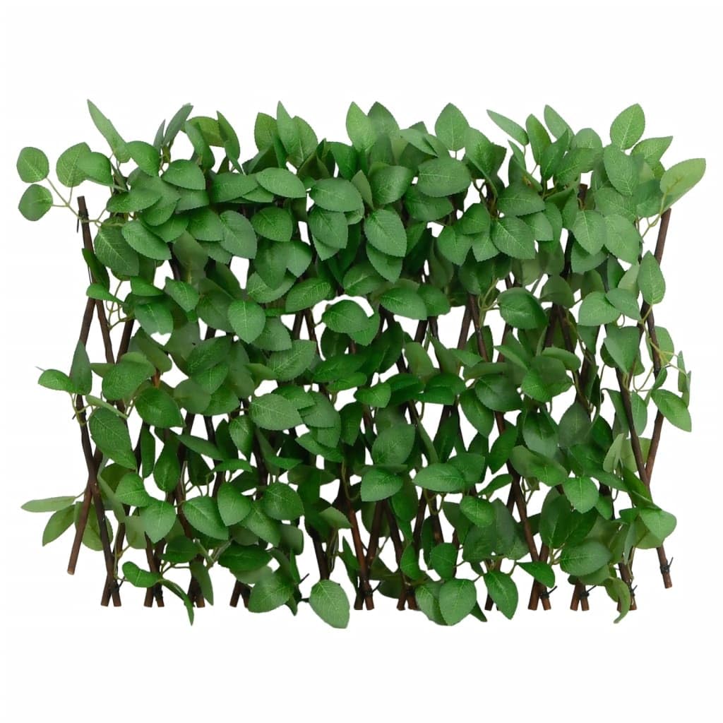 Enrejado con Hiedra Artificial, Extensible, PVC Y Madera, Celosías para Terraza Exterior, Celosía Extensible, Enrejado para Plantas Trepadoras, Color Verde, 20 x 40 cm A 180 x 30 cm