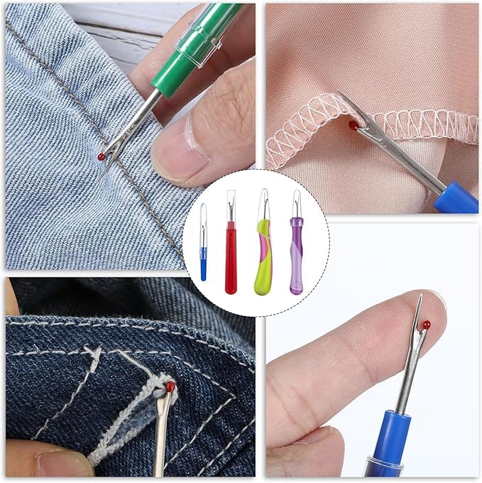 Image of Seam Ripper 3pcs Big Tool Set Piece Sewing Accessories Kit for Stitch Removal | Thread Cutting | Ideal for Sewing, Tailoring, DIY Projects | Stainless Steel Blades with Comfort Grip Handles (4, Any)
