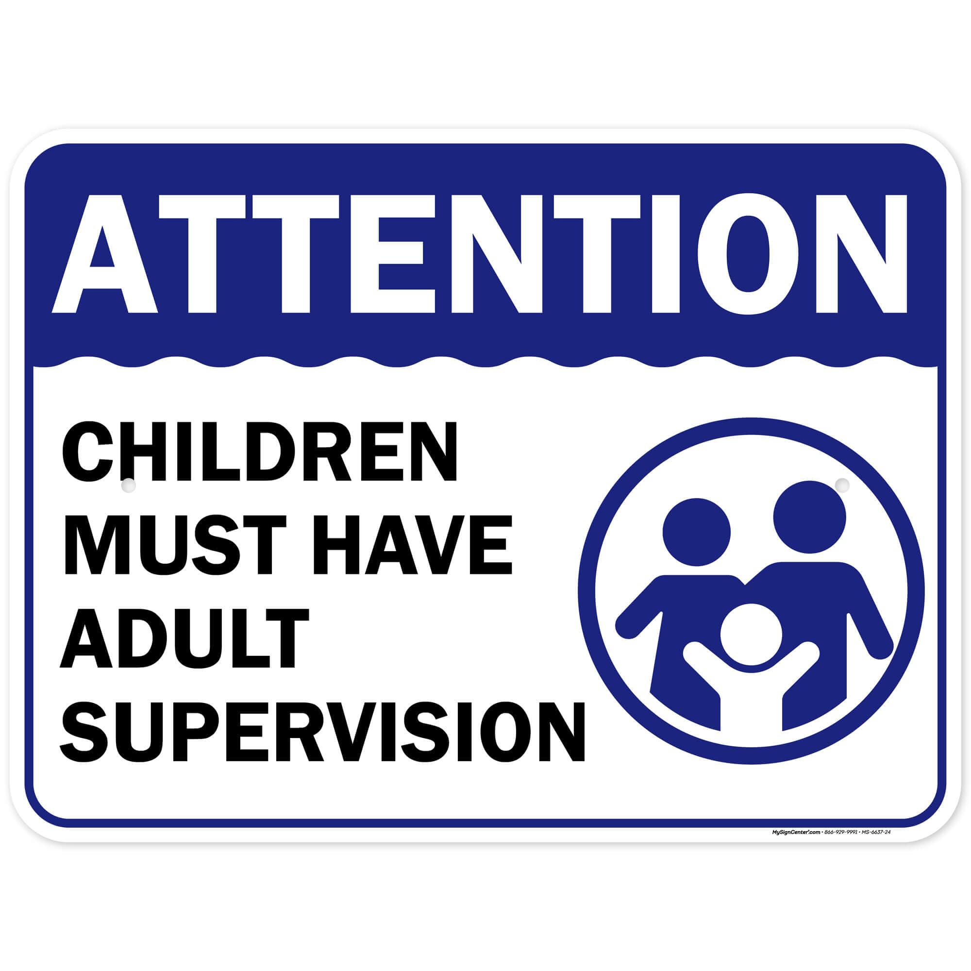 Children Must Have Adult Supervision in Pool Sign, 18x24 Inches, Rust Free .063 Aluminum, Fade Resistant, Made in USA by My Sign Center