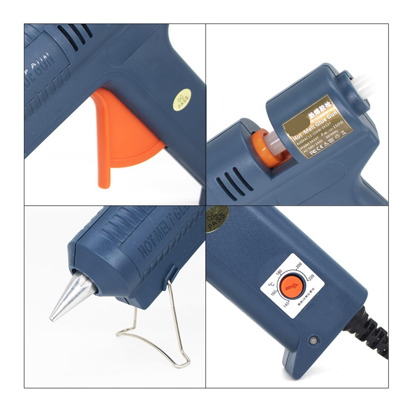 150W Heißklebepistole, einstellbare Temperatur, for 11mm Klebesticks, Heimwerken, Reparatur, Handwerkzeug, Klebepistole(1.5x55mm)