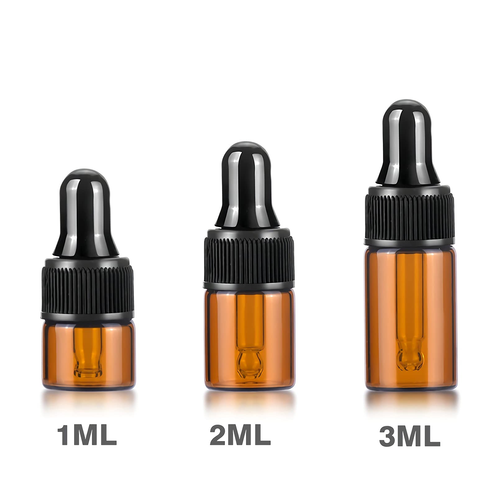 Bottiglie Vuote Per Oli Essenziali In Vetro Ambrato - Con Contagocce, 3 Pezzi, 5-100 Ml A Scelta - Foto 2