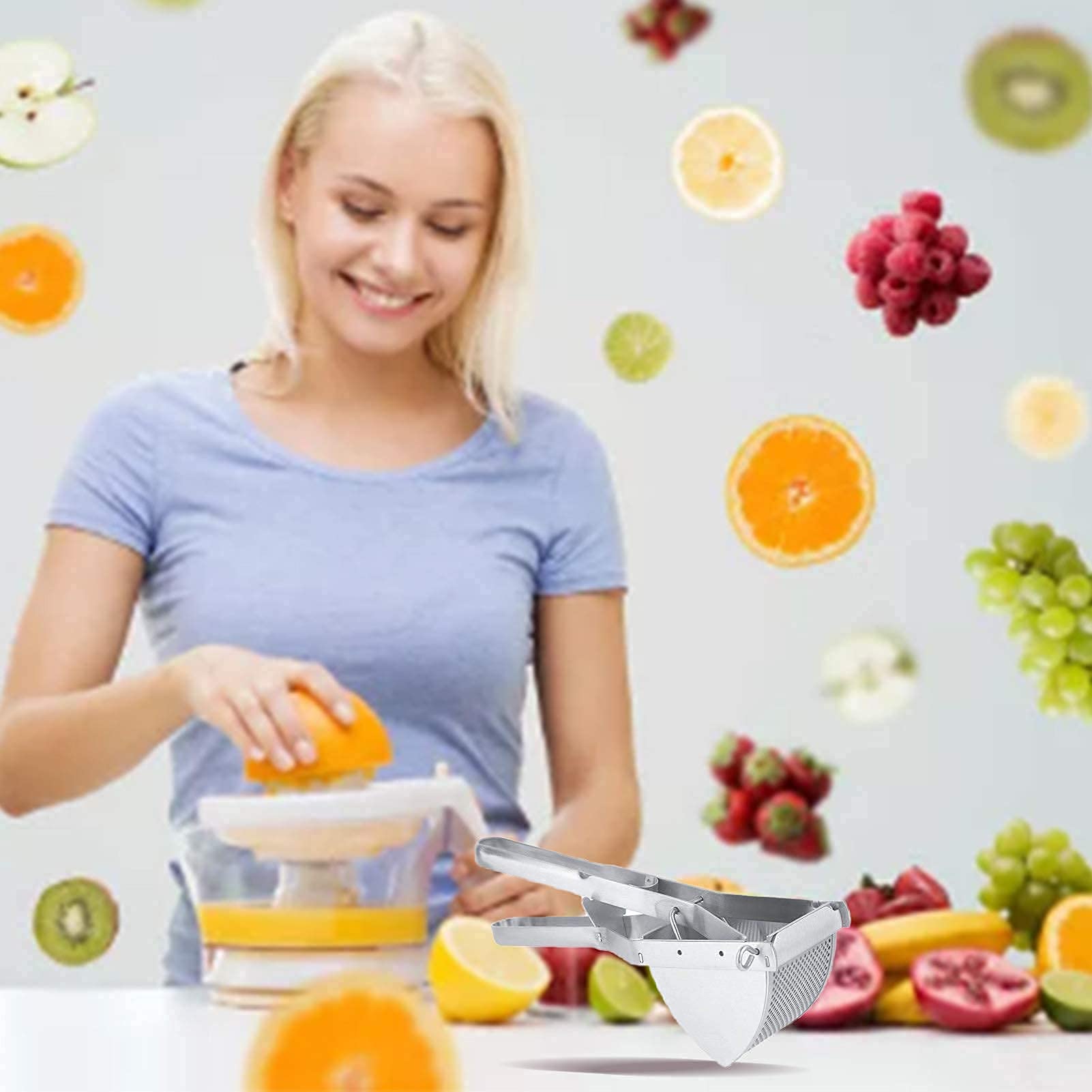 Spremiaglio Manuale In Acciaio Inox - Schiacciapatate Professionale Multiuso Per Cucina - Foto 4