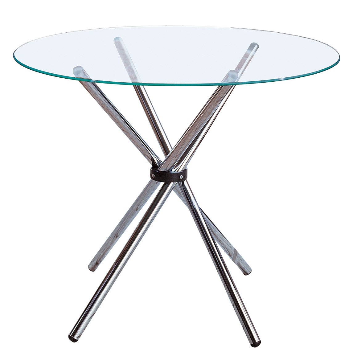 Premier Housewares Dining Table Circular with Clear Tempered Glass and Chrome Legs, 77 x 90 x 90 cm