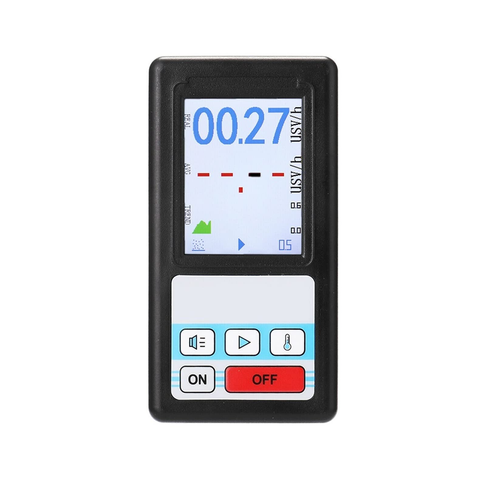 Detector de radiación nuclear Pantalla color Geiger Contador Dosímetro personal Detectores mármol Tester rayos X oficina, al aire libre(BR-6 Black)