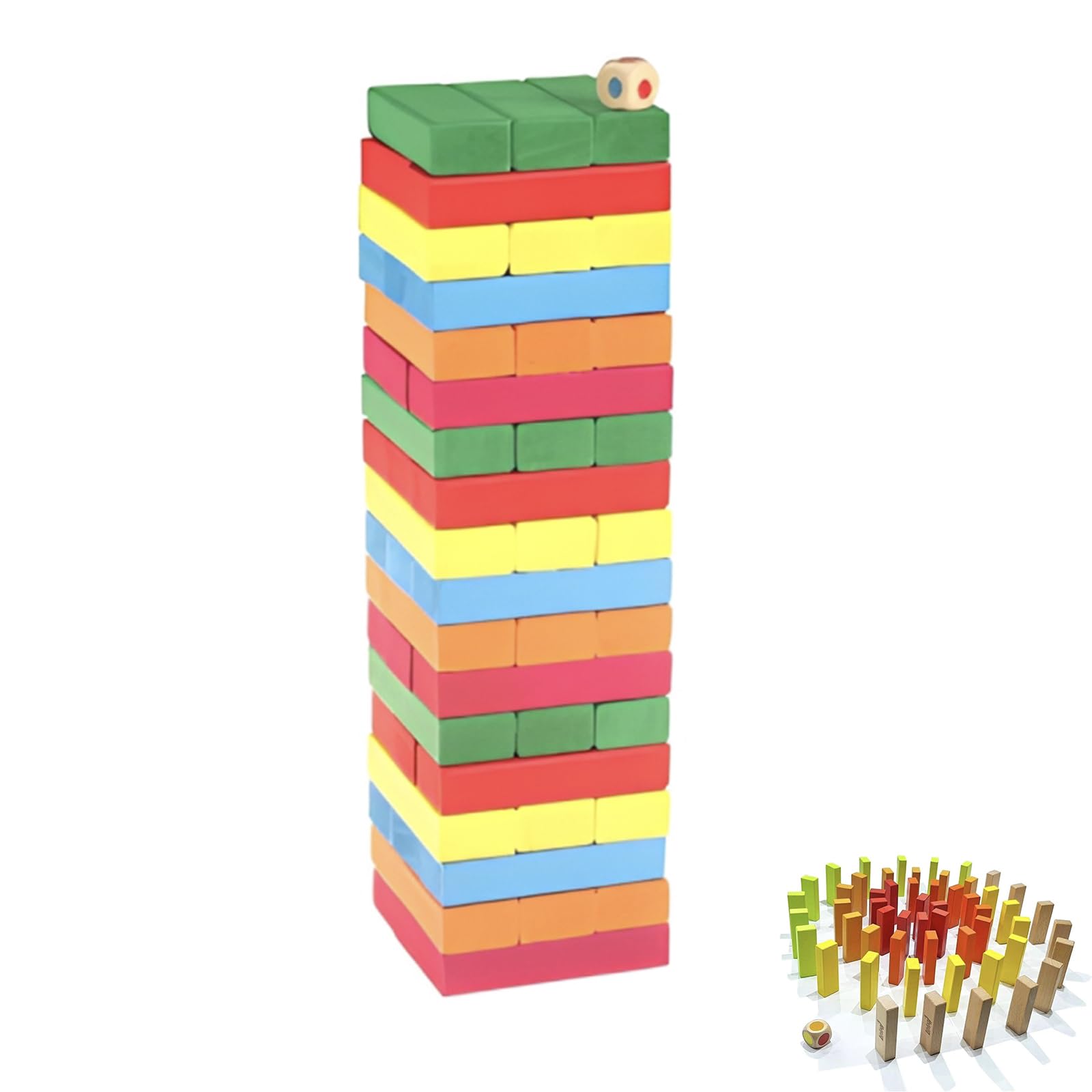 Outdoor Game, Giant Garden Games for Kids and Adults, Giant Outdoor Games for Family Game Nights and Garden Parties, 54-Piece Colourful Stacking Set with Portable Storage