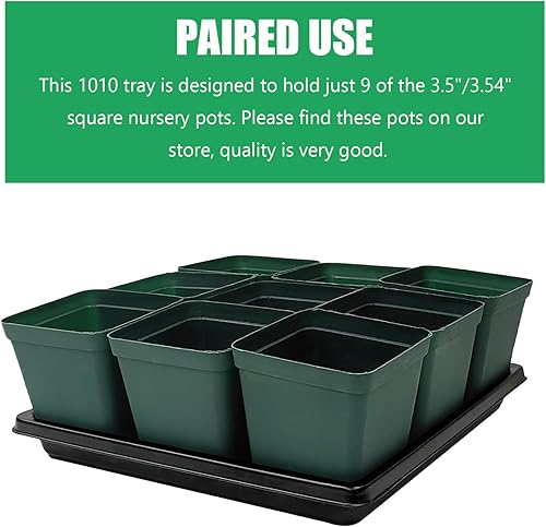 Miniatura 3 de Paquete de 10 bandejas de cultivo de semillas microverdes para plantas de semillero, plantas poco profundas, bandeja estándar 1010 sin agujeros