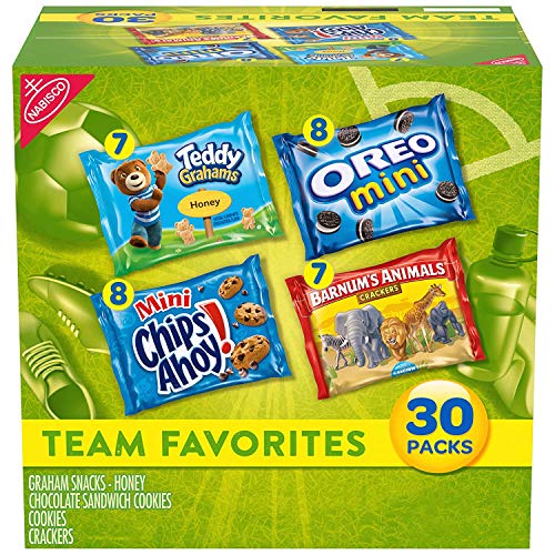 Nabisco Team Favorites Variety Pack, OREO Mini, CHIPS AHOY! Mini, Teddy Grahams Honey & Barnum's Animal Crackers, 30 Snack Packs - SET OF 2