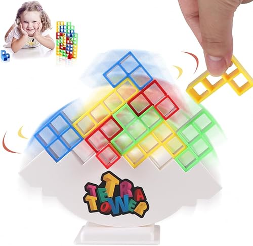 Miniatura 3 de LANLV Juego de 48 piezas de torre Tetra, juego de equilibrio de bloques apilables, juego de torre Tetra para adultos, juegos de mesa para niños y