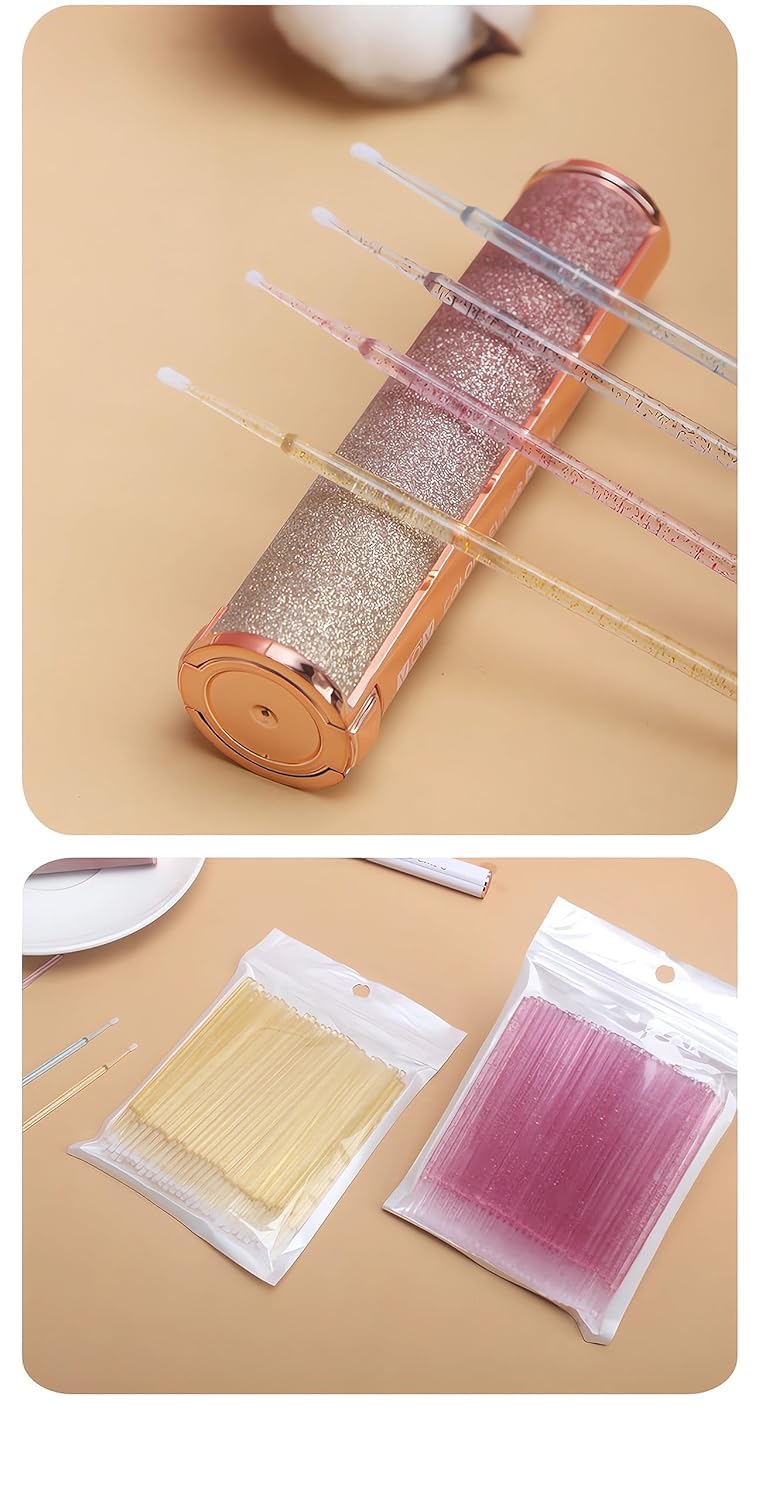 400 Microswabs - Pink Micro Applicator Brush Replacements for Eyelash Extensions