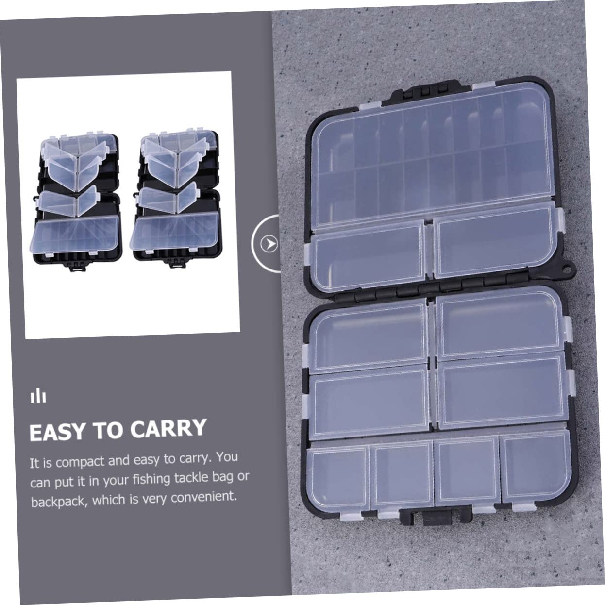 Toyvian 2Pcs Fishing Accessory Storage Supply Multi Function Tackle Organizer Boxes Portable Fishing Gear Container with Compartments Durable and Lightweight Design for Easy Carrying