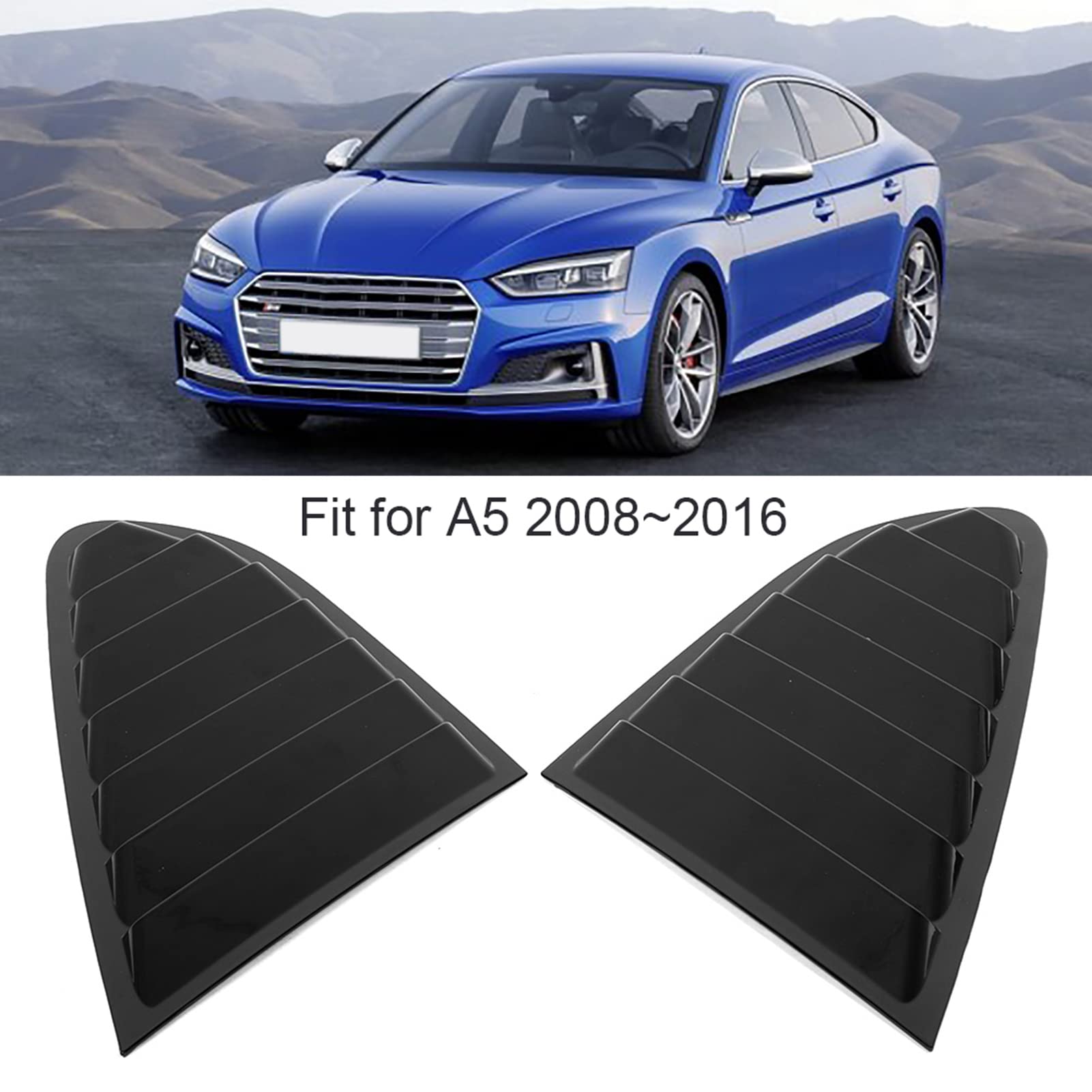 Finitura copertura finestrino laterale compatibile con 2008-2016, sostituzione ventilazione decorativa esterna stile feritoia in ABS nero brillante, set modanatura carrozzeria