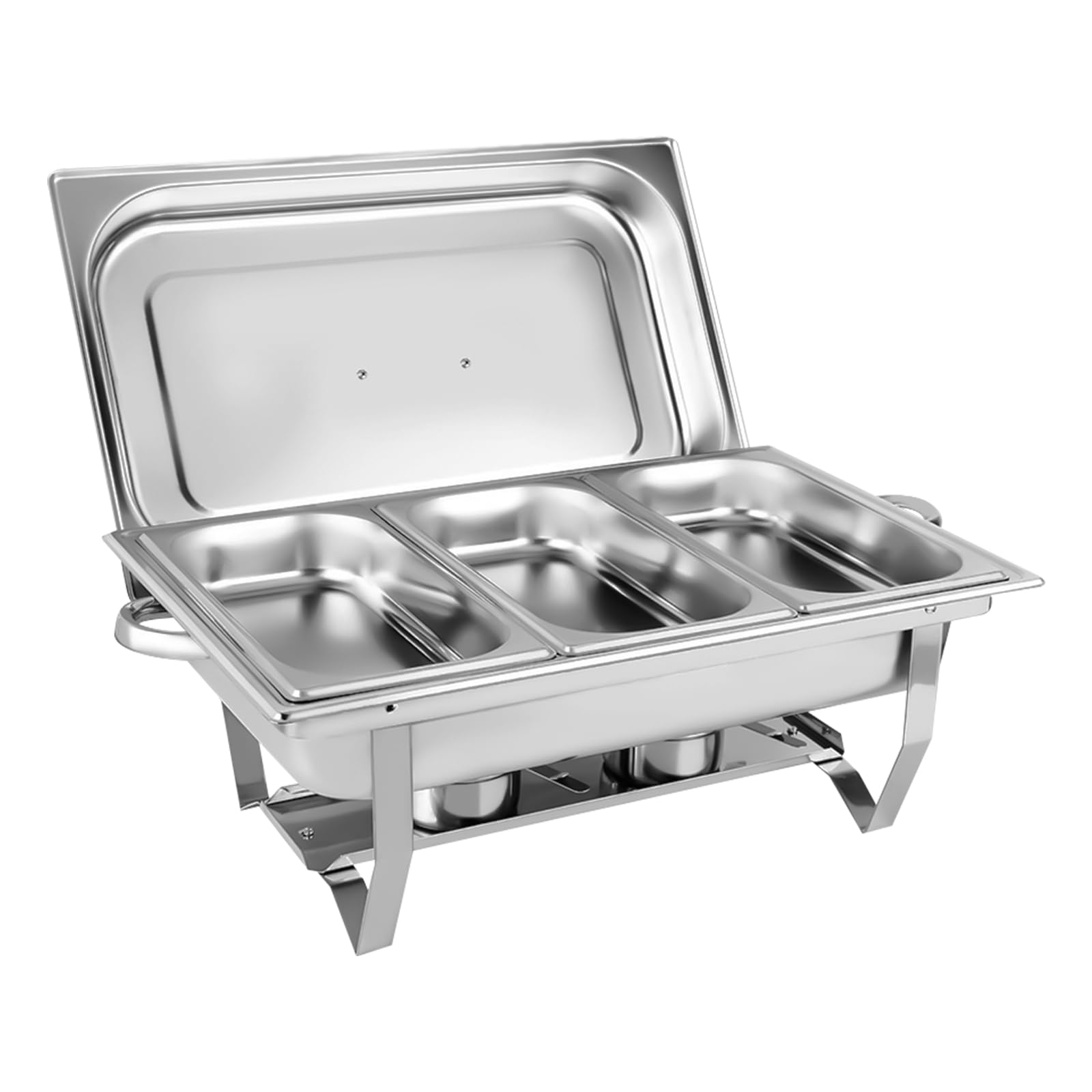 3 Grid Chafing Dish, 9 l podgrzewacz do potraw ze stali nierdzewnej, pojemnik utrzymujący ciepło, pojemnik na ciepło, do podgrzewania potraw, do cateringu, bufetu i na imprezę