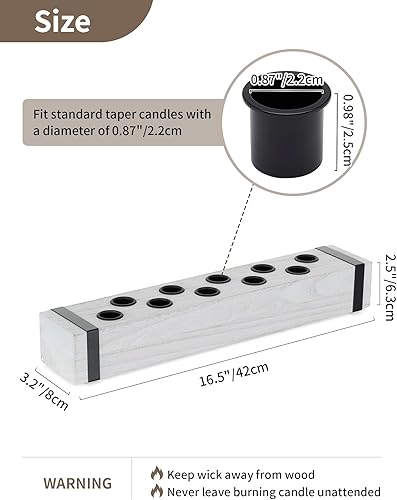 Miniatura 6 de NUPTIO Portavelas cónicos de madera candelabros de casa de campo, centros de mesa de madera, candelabros de madera, juego de 2 portavelas blanco
