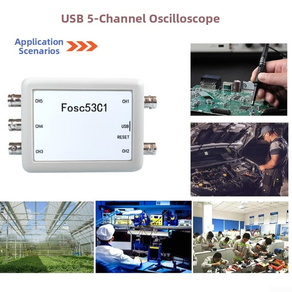 Fosc53C1 USB-Oszilloskop, 5-K, 1 MHz, Abtastung ± 80 V, Reichweite, automatische Speicherung der Datenprotokollierung für Laborfelder, elektrische Tests