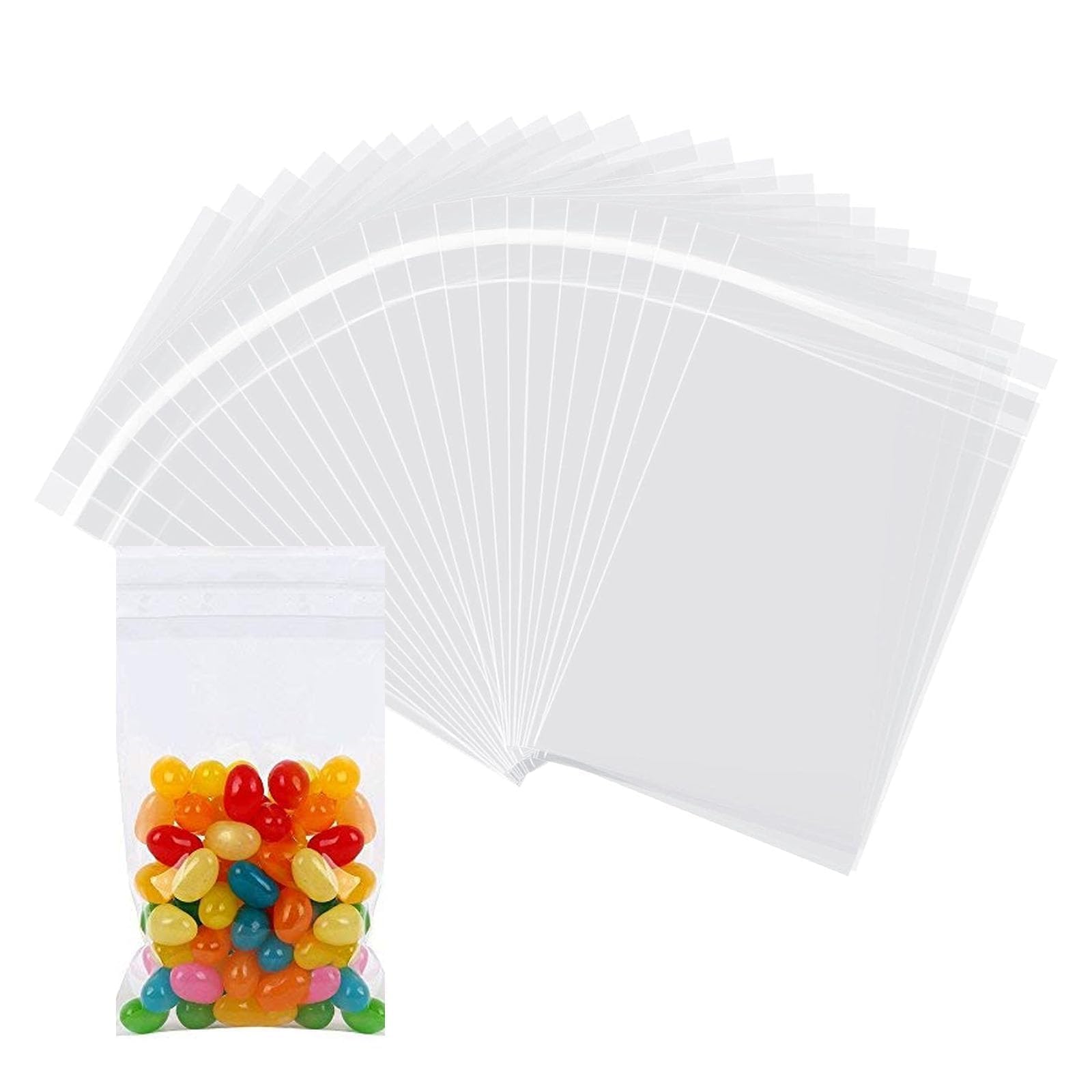 Udnuyfgz Clear 300 Pcs Self Seal Cellophane Bags 7X 16 Cm Sweet Cookie Bags Self-Adhesive Opp Display Bag For Candy, Cookies, Chocolates, Jewelry