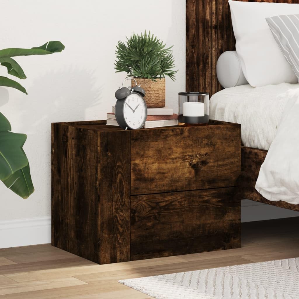 Wand Nachttisch mit Schubladen Stauraum, Holzwerkstoff Feuchtigkeitsbeständig Stabile Montage für Schlafzimmer und Wohnzimmer Dekoration