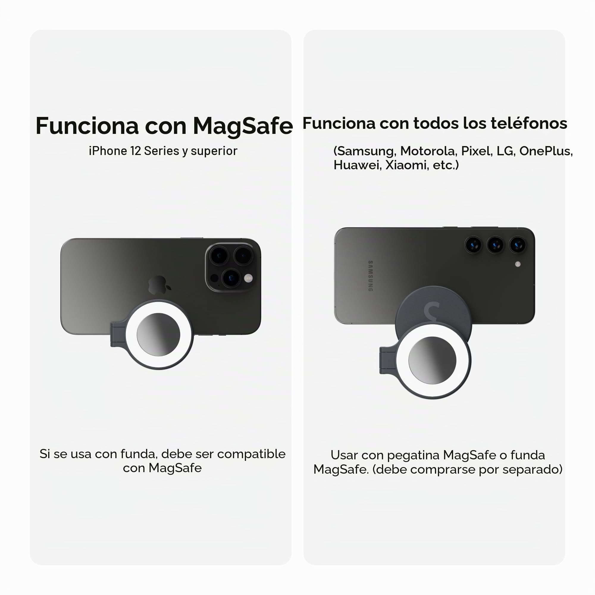 ShiftCam SnapGrip Pro - Agarre de batería móvil con botón de obturador inalámbrico - Soporte magnético ajustable - Batería externa con carga inalámbrica Qi