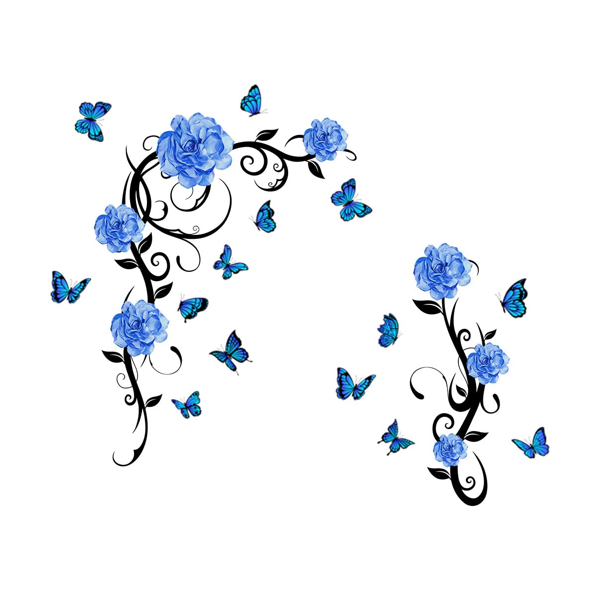 HGDESIGN Wall Sticker Blue Peony Rose Flower Tendril Living Room Bedroom Wall Decoration Home Decor - Image 3
