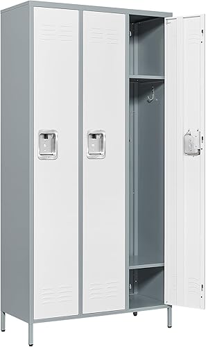 Vista 195 de Armario de metal con 4 puertas, casilleros de 71 pulgadas para empleados, armario de almacenamiento de acero, armario con cerradura para escuela