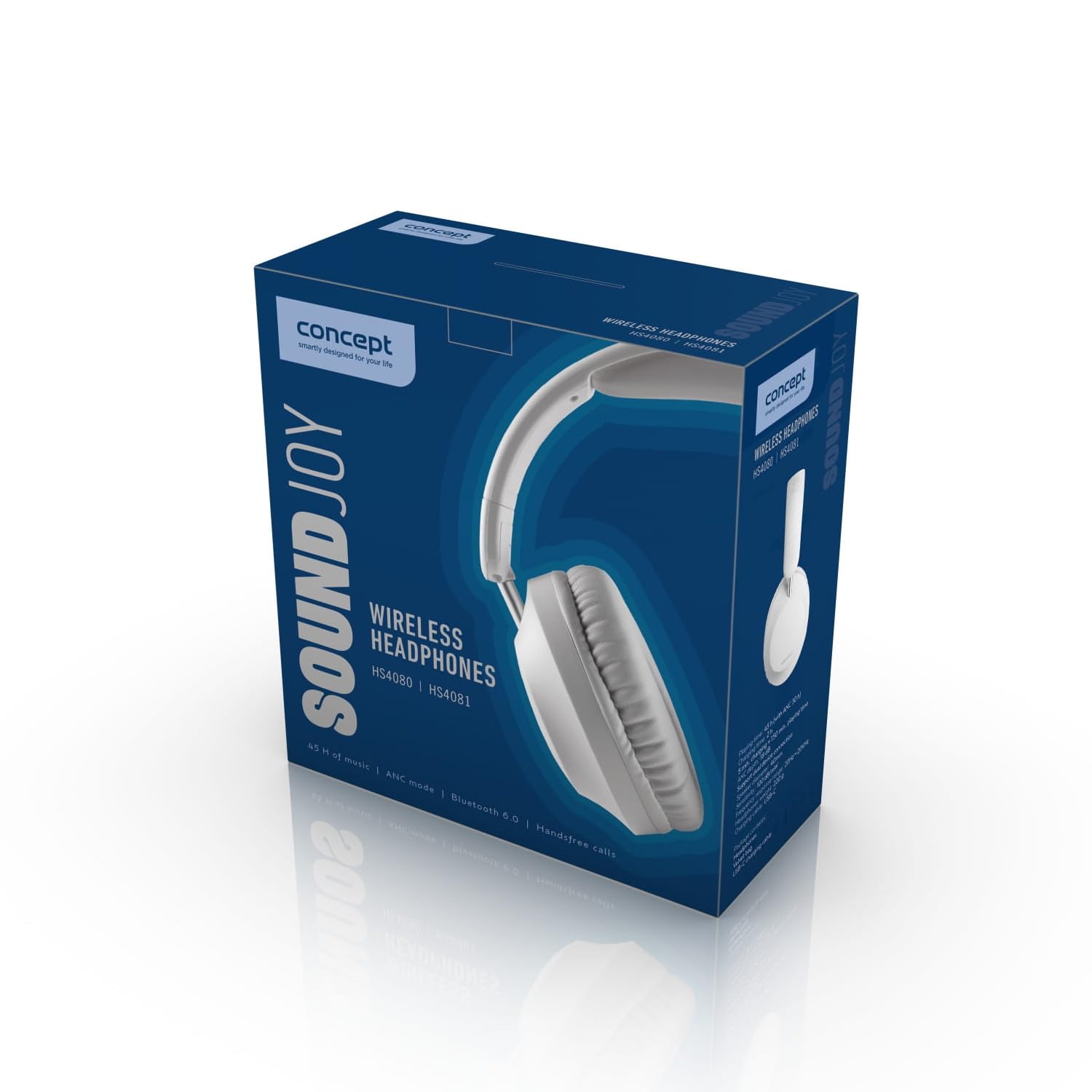 Słuchawki bezprzewodowe SoundJoy HS4080/HS4081 Bluetooth 6.0 45 godzin pracy na baterii USB-C szybkie ładowanie ANC 18 dB tryb gamingowy ENC mikrofon AUX 3,5 mm wygodne, lekkie etui (Biały)