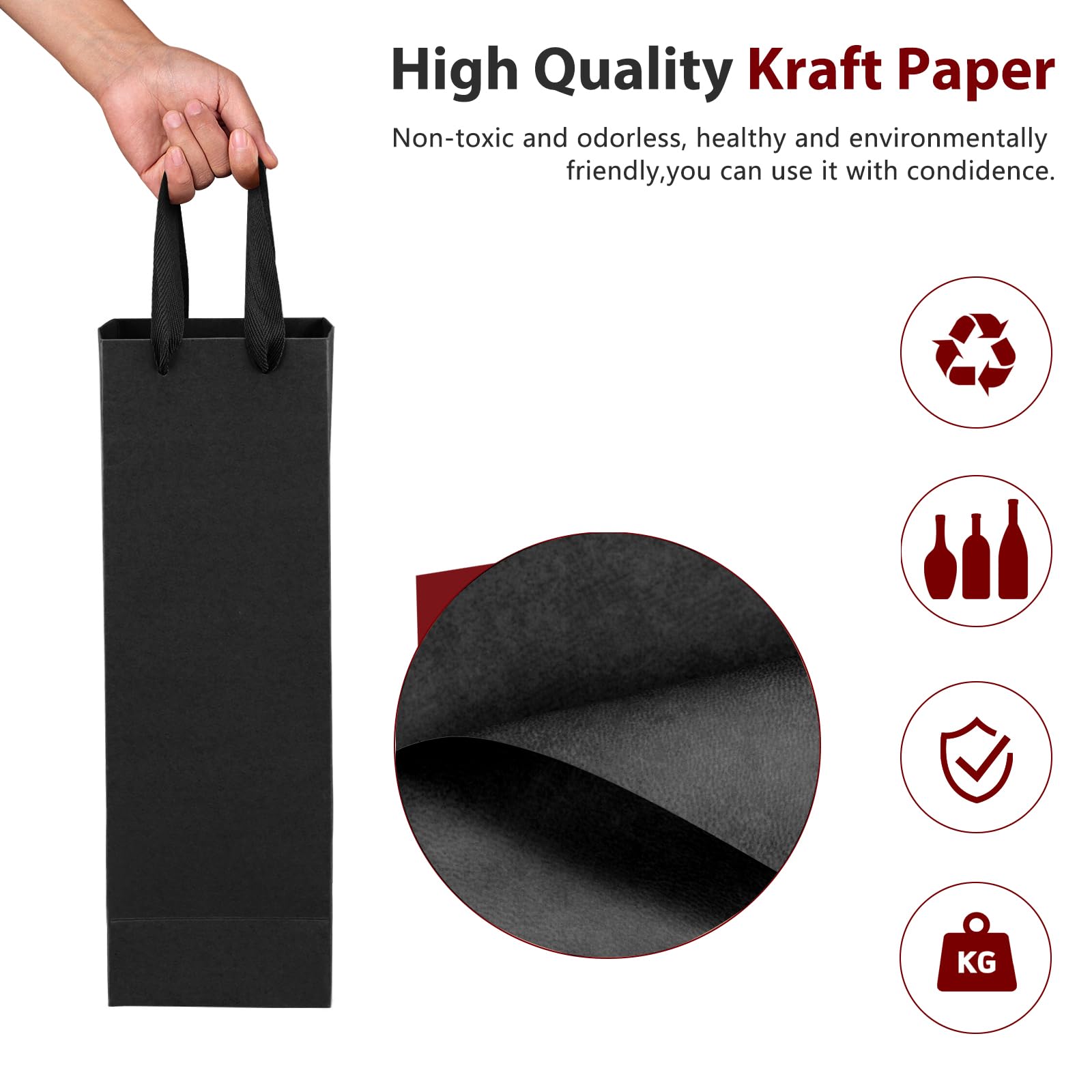 Lot De 20 Sacs Cadeaux En Papier Kraft Pour Bouteilles De Vin