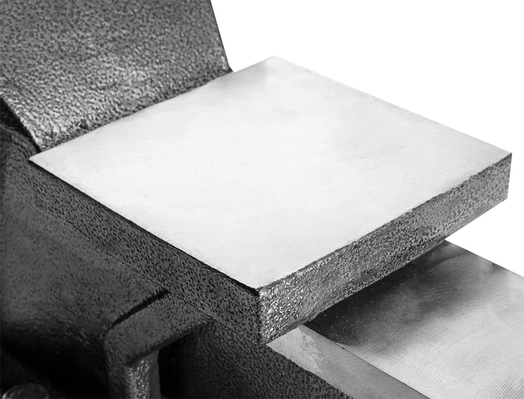 TOPEX Obrotowe imadło ślusarskie 200 mm, z kowadłem 100 x 100 mm, podstawa z żeliwa sferoidalnego, korpus z żeliwa szarego, hartowane szczęki ze stali, szczęki 200 mm, otwór 155 mm, głębokość szczęk
