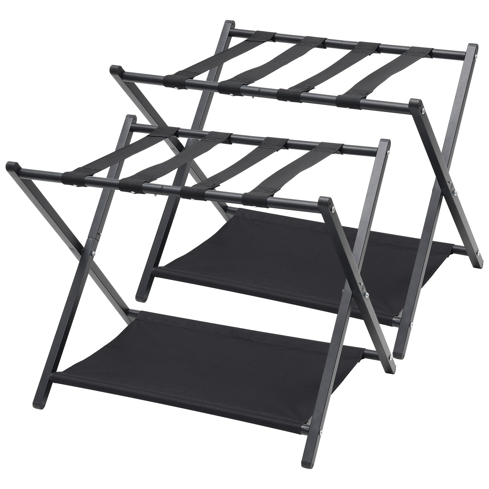 Supporto per Valigie DAKEPOLE - 2 Pezzi, Supporto Pieghevole per Valigie in Bambù per Camera da Letto, Camera degli Ospiti, Metallo Cromato, Pieghevole