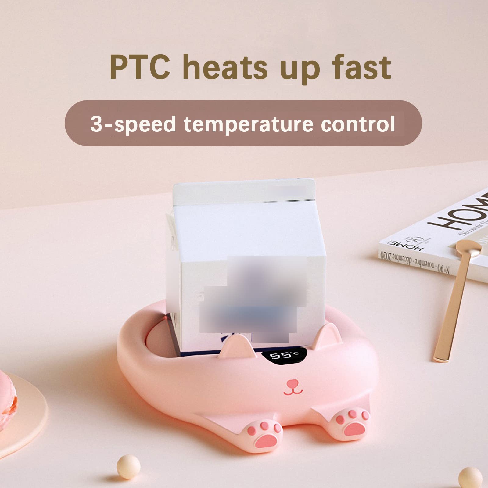 Posavasos eléctrico con Temperatura Constante para café Inteligente para Gatos y Perros, Base de Calentamiento de Leche térmica de 55 °, Placa calefactora de Oficina