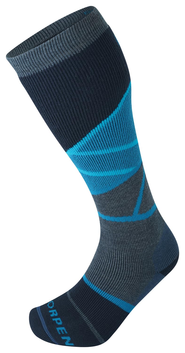 Lorpen T2 Mens Ski Eco Mid Sock, Great for Winter Sports, Eco-Friendly & Sustainable, Tall and Cushioned, Blue, Size Extra Large