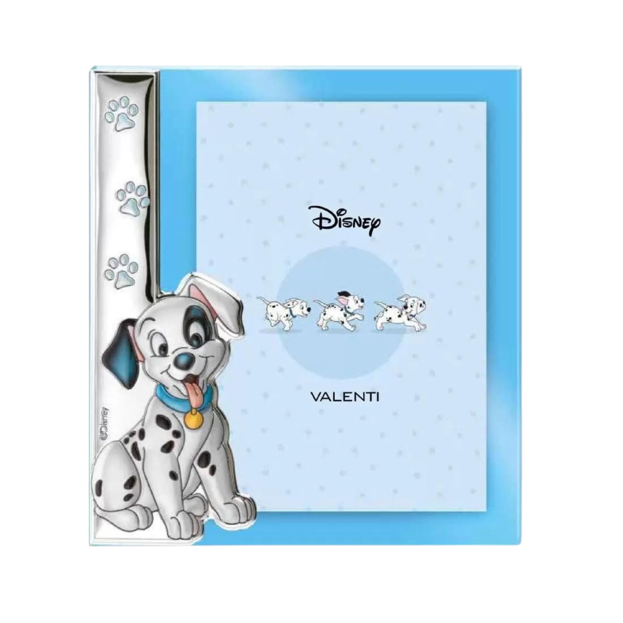 VALENTI & CO. Disney Baby La Carica dei 101, Cornice per Foto in Argento con Dettaglio 3D Cane Dalmata Lucky