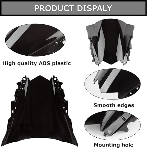 Miniatura 4 de PSLER Parabrisas doble burbuja para YZF R3 R25 2014-2018 2014 2015 2016 2017 2018 (negro)