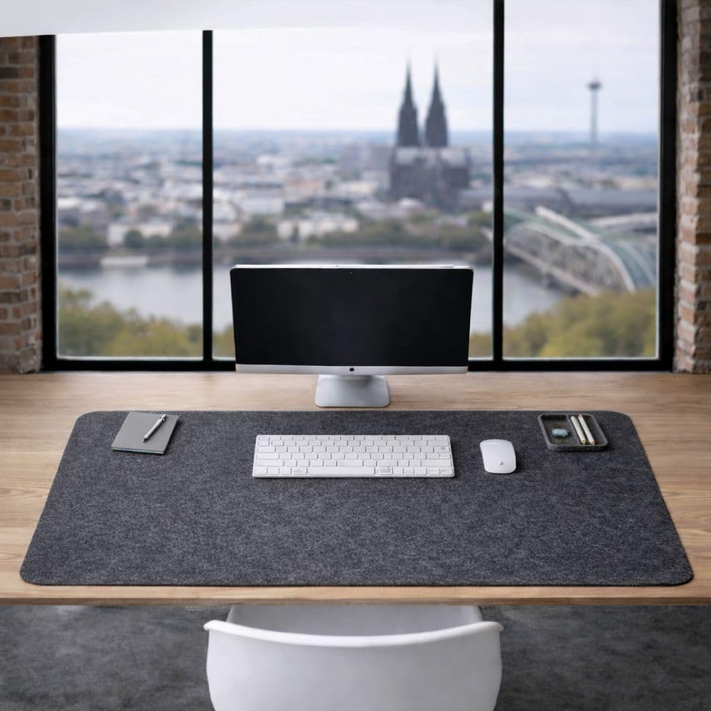 rPET-Filz-Schreibtischunterlage 50 × 90 cm, Shadow | für Schreibtisch und Homeoffice; inkl. Antirutschunterlage