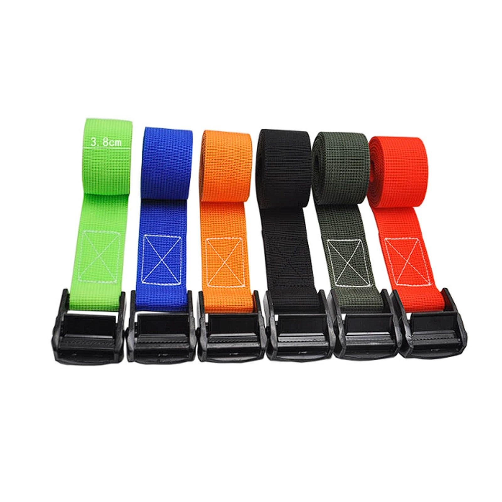 Paquete de 2 correas de amarre con hebilla a presión de 38 mm, capacidad de 300 kg para equipaje, carga, embalaje (verde militar, 9 m)