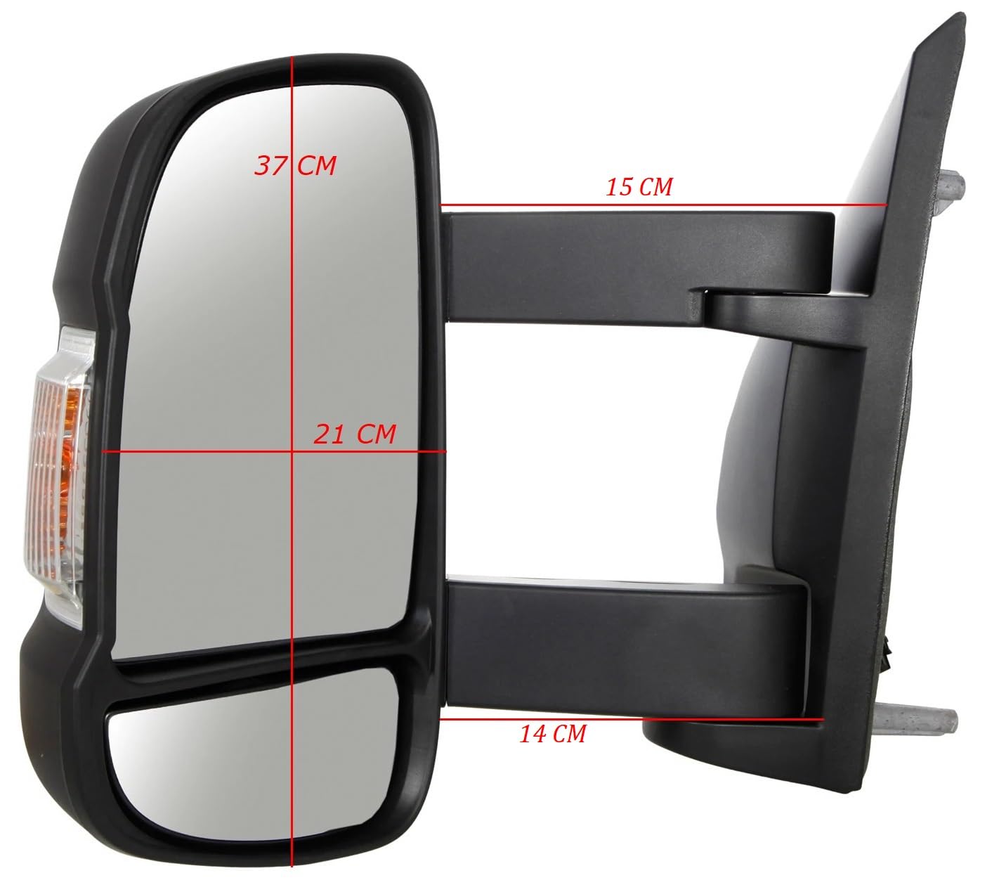 Specchietto Elettrico Sinistro CAMPER BOXER Con Sonda di Temperatura Braccio Medio 15 cm Retrovisore Termico SX Dal 2006-2024,Sbrinamento rapido,Freccia Integrata