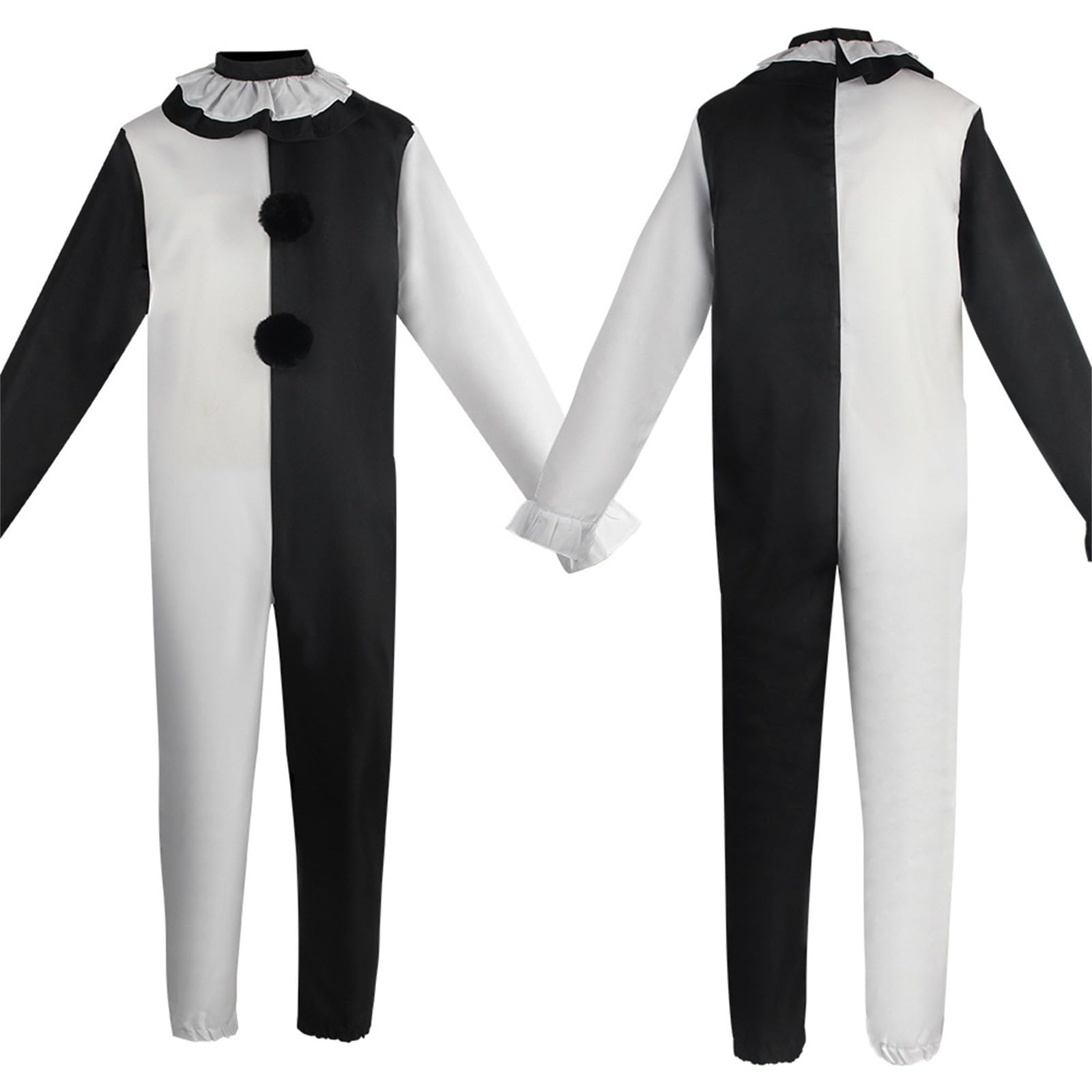 Movie Killer Terrifier Clown Schwarz Weiß Jumpsuit Cosplay Kostüm Karneval Party Outfit für Herren Damen