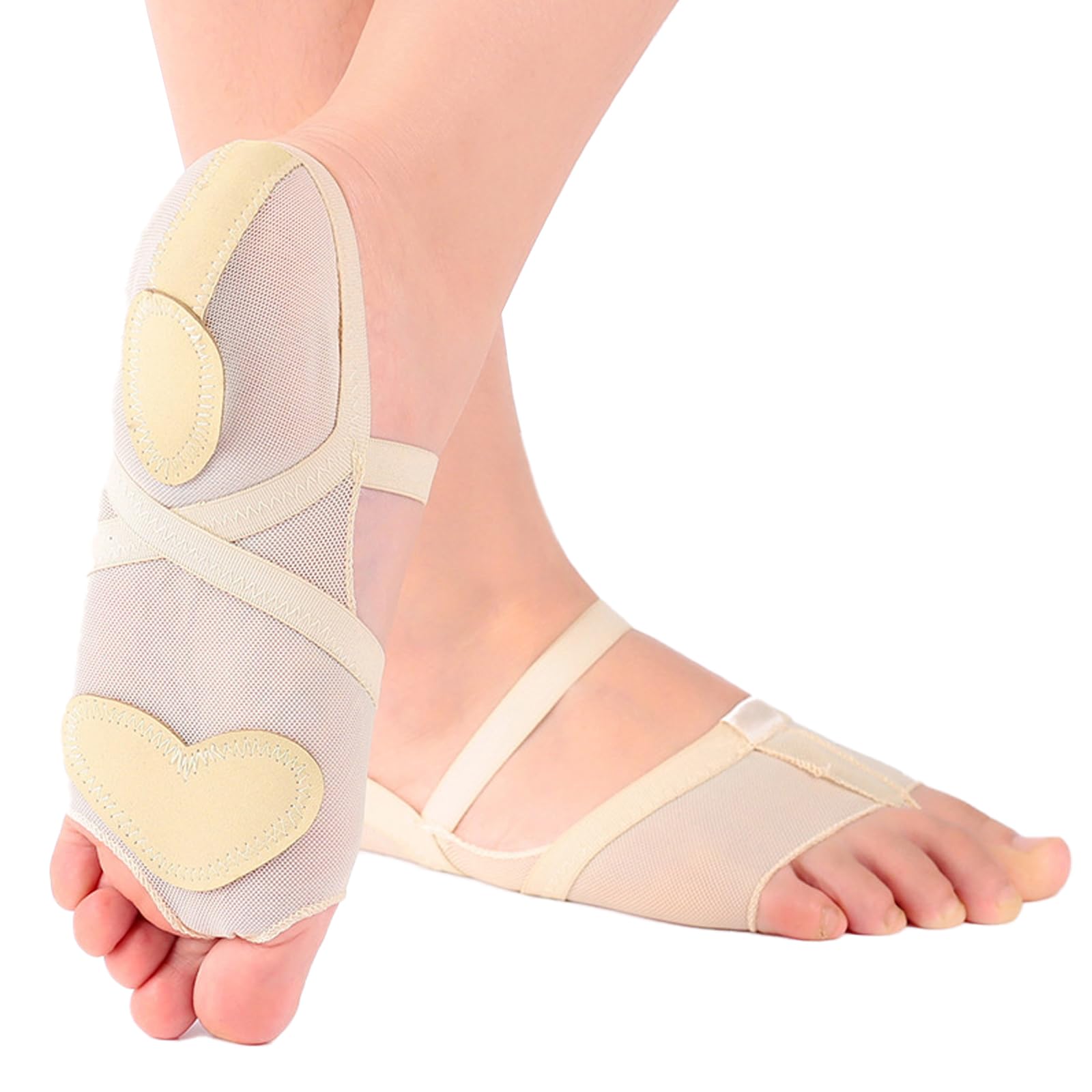 Baisdan Foot Thongs For Dance, 1 Pair Foot Undies Lyrical Shoes Mesh Stretch Paws for Jazz Ballet Modern Contemporary Dance Wear Beige XL