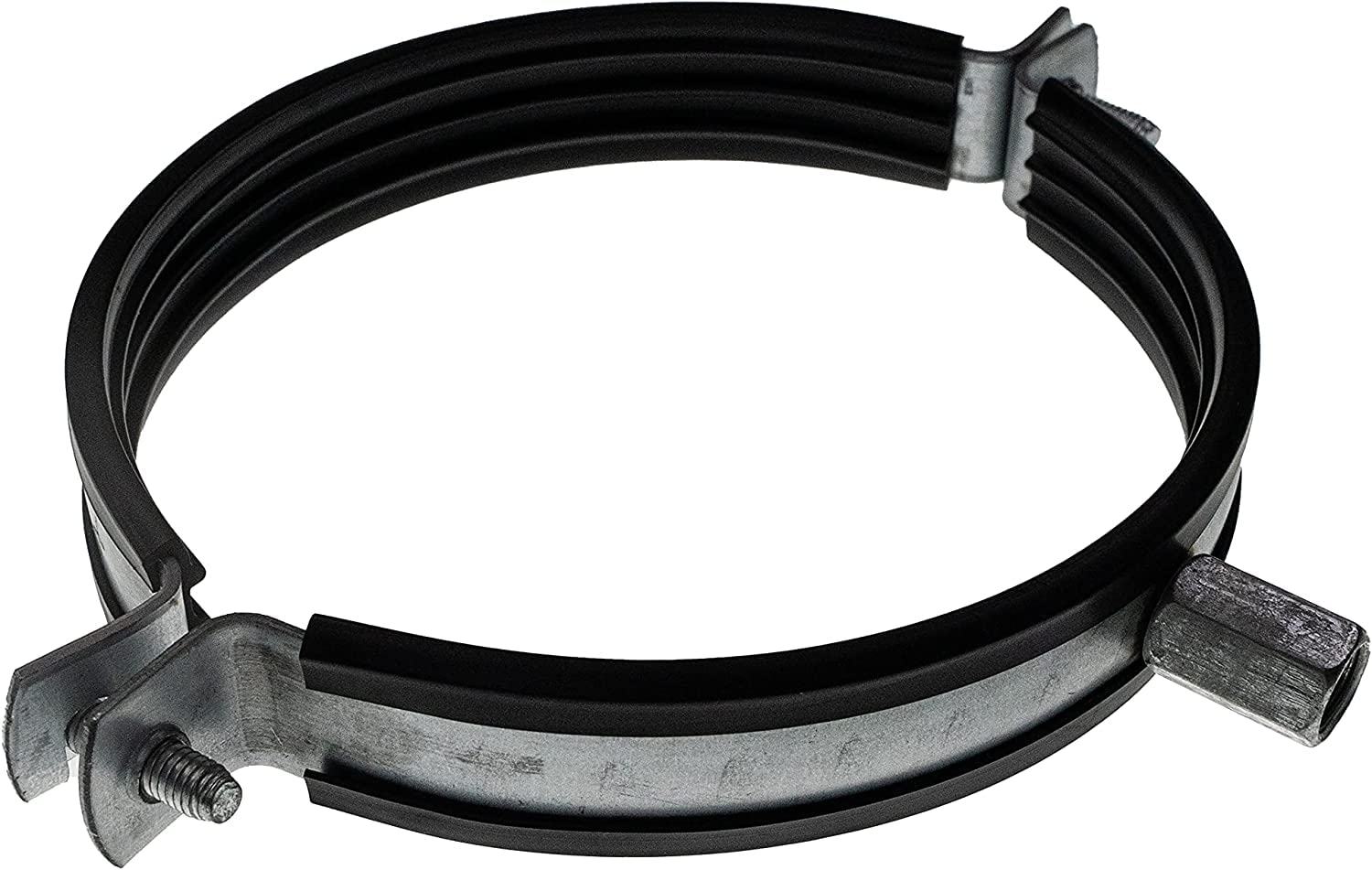 Vent Systems 100 mm / 4" Inch Galvanised Steel Pipe Clamp with Rubber – Heavy-Duty Adjustable Metal Duct Bracket for Wall and Ceiling Mounting - for Ventilation, Drain, PVC Pipe Tightening